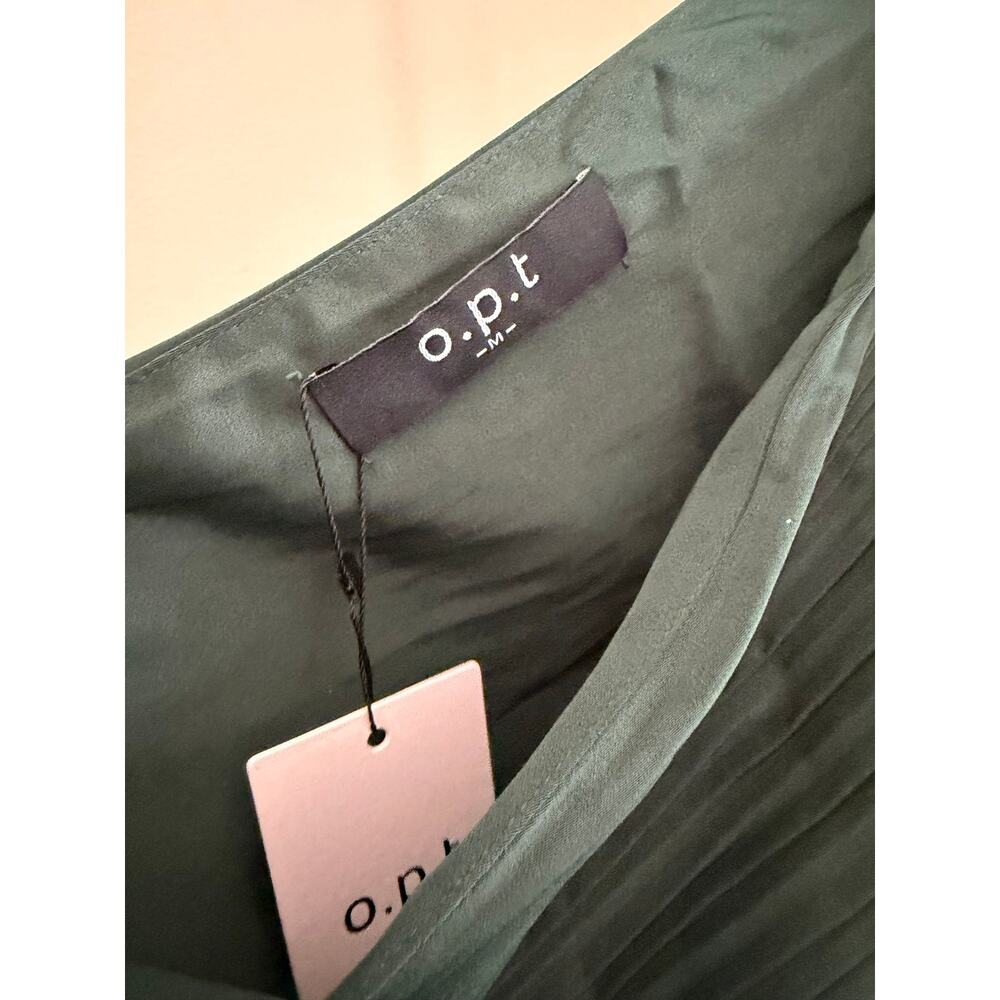 New O.P.T Perko dark green pleated one shoulder dress sz M - Picture 7 of 8
